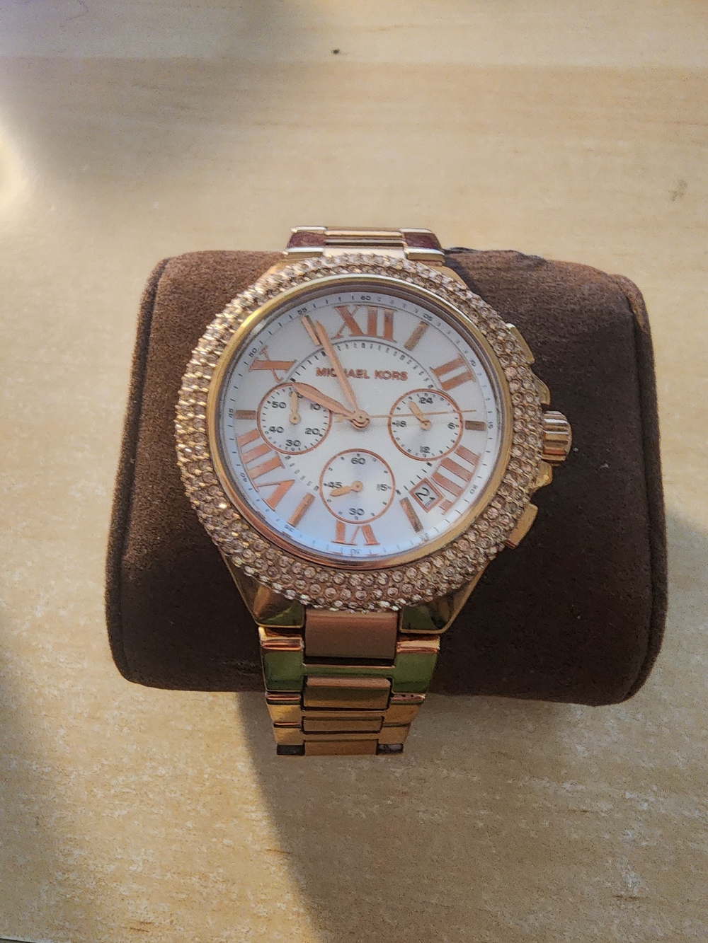 Michael Kors Rose Gold Crystal Bezel Women's Chronograph Watch